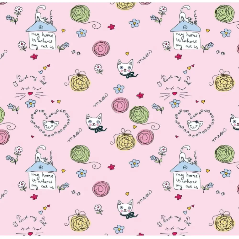 Cute Pink Cat Wallpaper Removable Vinyl Self-Adhesive Sticky Contact Paper 10ft